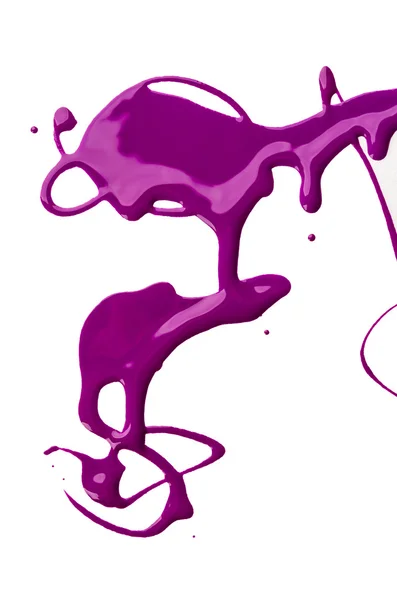 Plamami fioletowy lakier do paznokci na białym tle — Zdjęcie stockowe