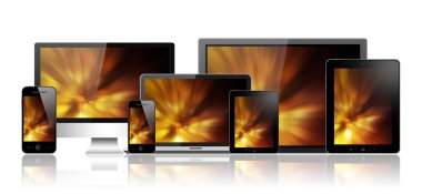 Notebook, tablet pc, teléfono móvil y ordenador