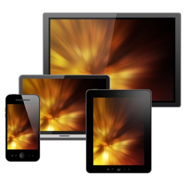 Notebook, tablet pc, teléfono móvil y ordenador