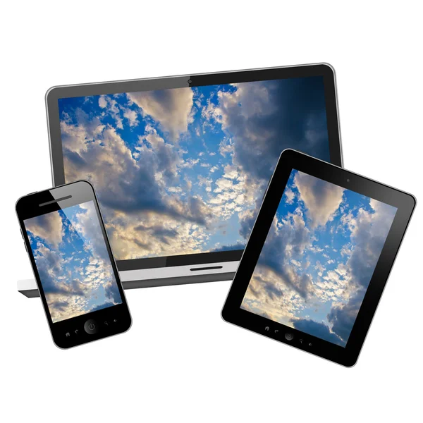 Notebook, tablet pc and mobile phone — Stock Photo, Image