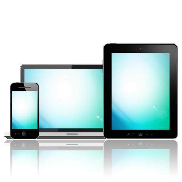 Laptop, tablet pc en mobiele telefoon — Stockfoto