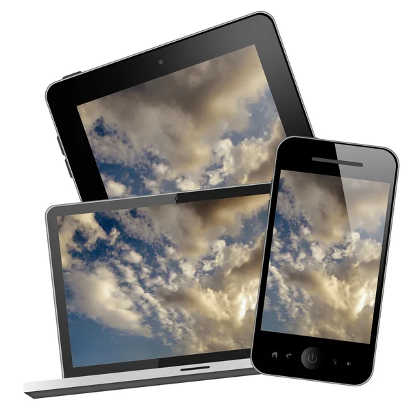 Laptop, tablet pc and mobile phone — Stock Photo, Image