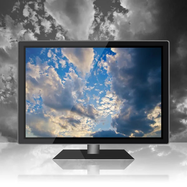 Computer over sky background — Stock Photo, Image