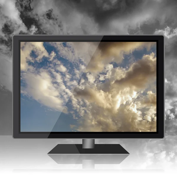 Computer over sky background — Stock Photo, Image