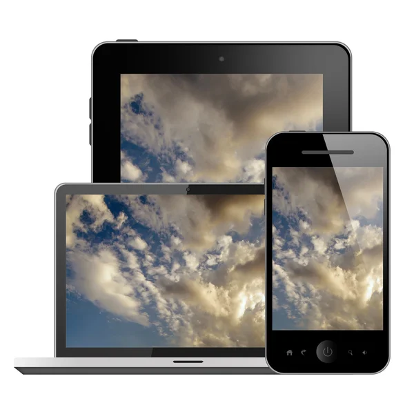 Laptop, tablet pc and mobile phone — Stock Photo, Image