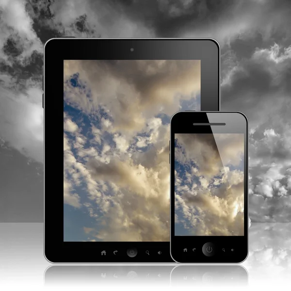 Pc tablet e telefono cellulare — Foto Stock