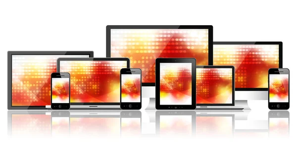 Laptop, tablet pc, mobile phone and computer — Stock Photo, Image