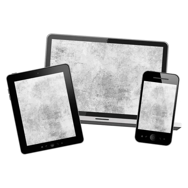 Cuaderno, tablet PC y teléfono móvil —  Fotos de Stock