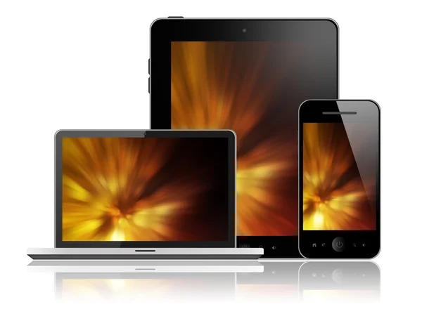 Laptop, tablet pc and mobile phone — Stock Photo, Image