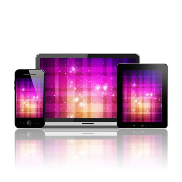 Tablet pc, telefono cellulare e laptop — Foto Stock