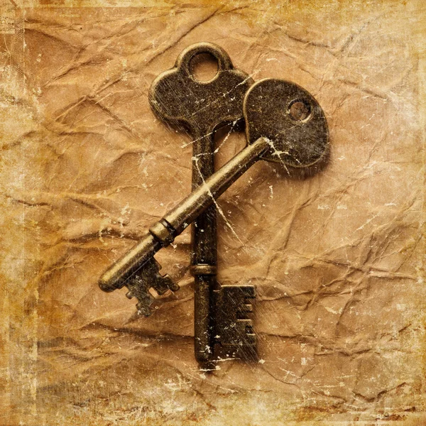 Винтажный фон со старыми ключами — стоковое фото