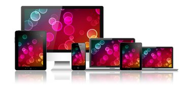 Notebook, tablet pc, teléfono móvil y ordenador
