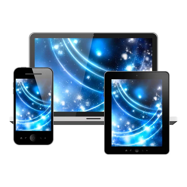 Notebook, tablet pc e telefono cellulare — Foto Stock