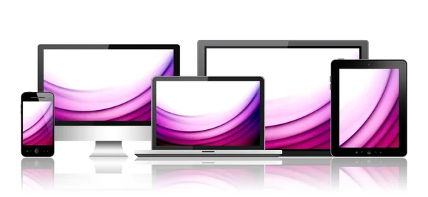 Notebook, tablet pc, mobile phone and computer — Stock Photo, Image