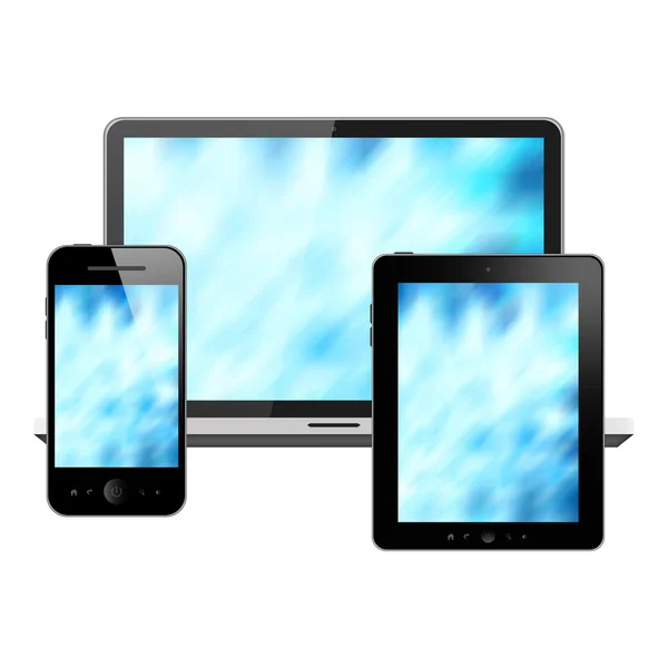 Notebook, tablet pc and mobile phone — Stock Photo, Image