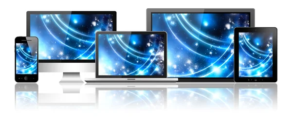 Bärbara datorer, TabletPC, mobiltelefon och dator — Stockfoto