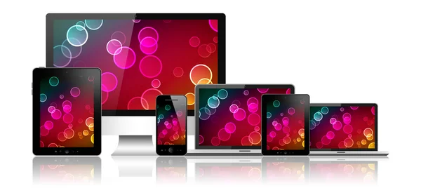 Notebook, tablet pc, telefono cellulare e computer — Foto Stock