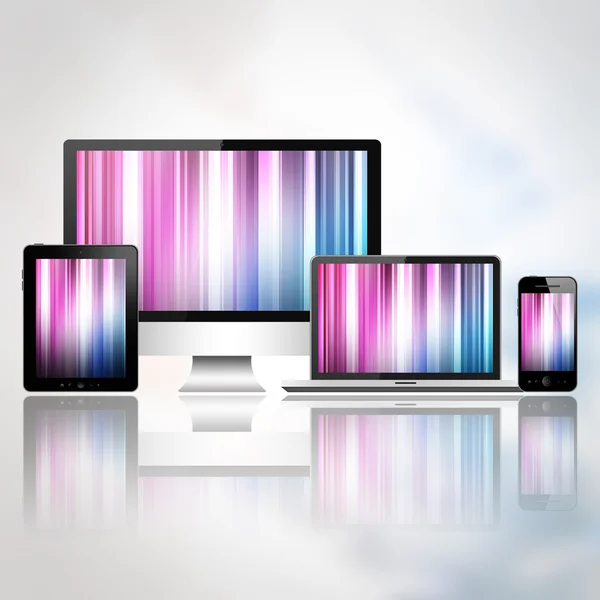 Notebook, mobile phone, tablet pc and computer — Stock Photo, Image