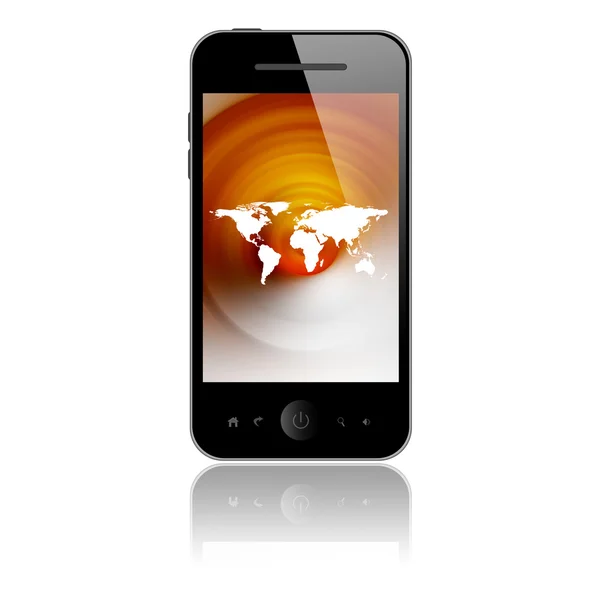 Phone with world map — Stock Photo, Image