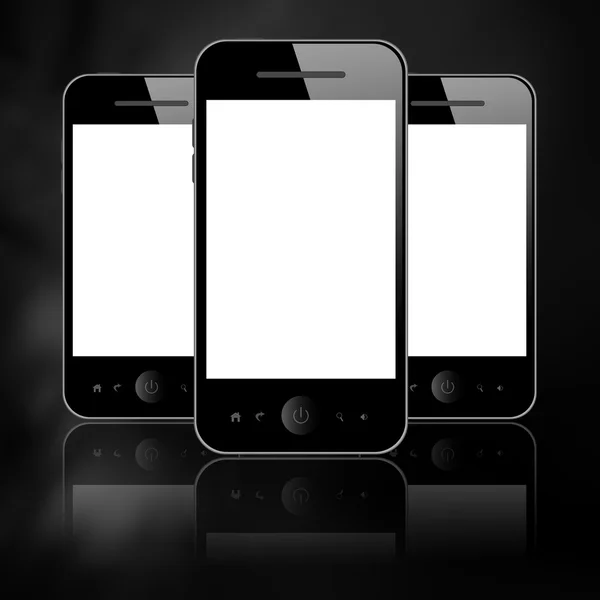 Telefony na černém pozadí — Stock fotografie