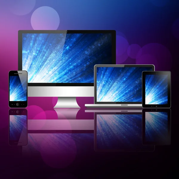 Mobile phone, tablet pc, notebook and computer — Stock Photo, Image