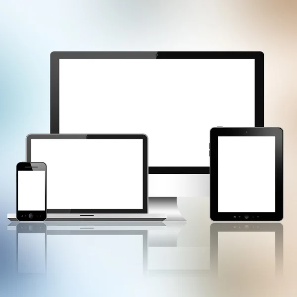 Teléfono móvil, tableta PC, portátil y computadora — Foto de Stock