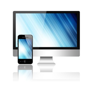 bilgisayar ve telefon ile mavi ekranlar