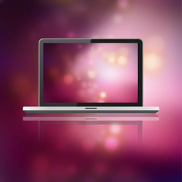 Notebook s fialovým obrazovka — Stock fotografie