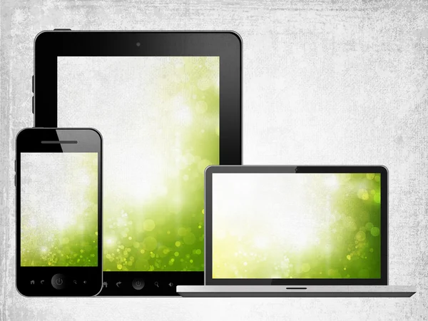 Tablet pc, mobile phone and notebook — Stock Photo, Image