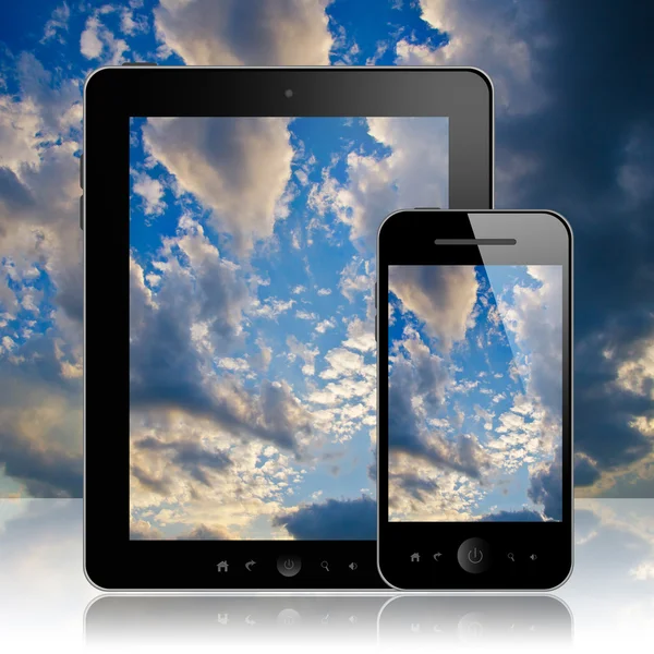 Pc tablet e telefono cellulare — Foto Stock