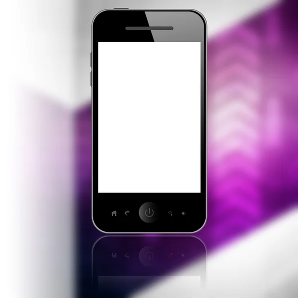 Mobiele telefoon op violet — Stockfoto