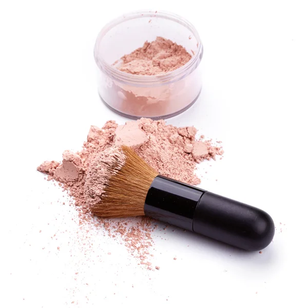 Face powder with brush — Stock Photo, Image