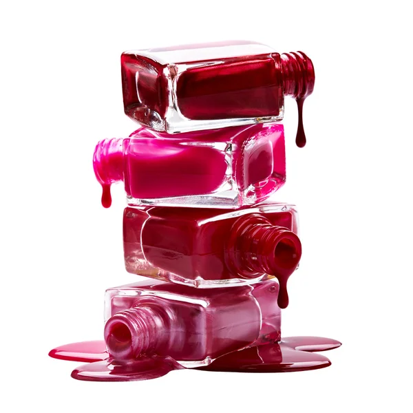 Botellas con esmalte de uñas derramado — Foto de Stock