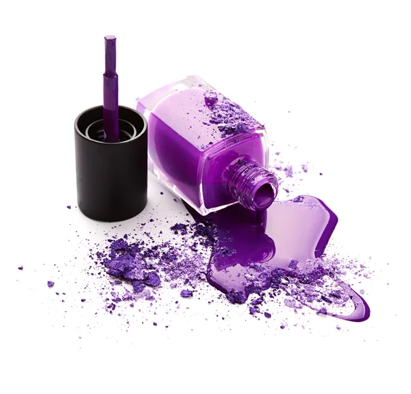 Purple nail polish with eye shadow — Stock Photo, Image