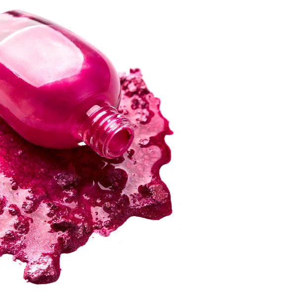 Esmalte de uñas rosa con sombra de ojos —  Fotos de Stock