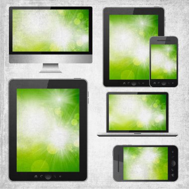 tablet pc, cep telefonu, dizüstü bilgisayar ve hd tv