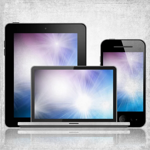 Tablet pc, laptop and mobile phone — Stock Photo, Image