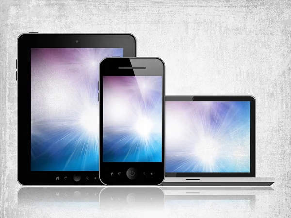 Tablet pc, laptop e telefono cellulare — Foto Stock