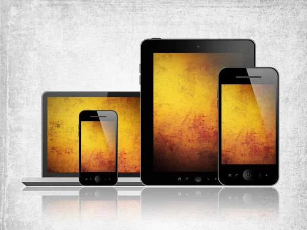 Tablet pc, laptop e telefones celulares — Fotografia de Stock