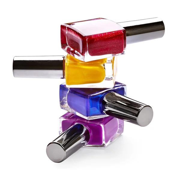 Bottles with spilled nail polish — Stock Photo, Image