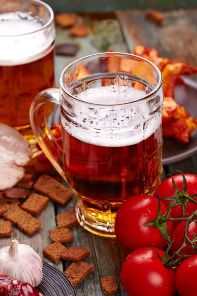 Beer with smoked meat — Stock Photo, Image