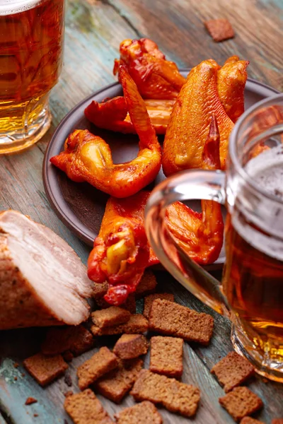 Beer with smoked meat — Stock Photo, Image