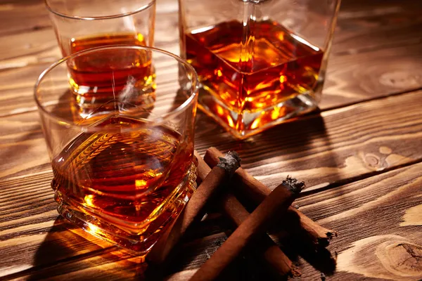 Cognac with cigars — Stock Photo, Image