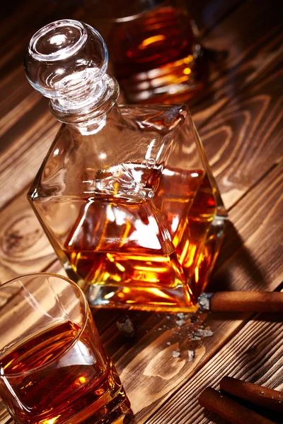 Cognac con sigari — Foto Stock