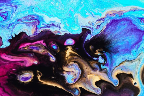 Φωτεινή Δημιουργική Υφή Από Επιπλέοντα Χρώματα Μακροφωτογραφία Ρέοντος Μελανιού — Φωτογραφία Αρχείου