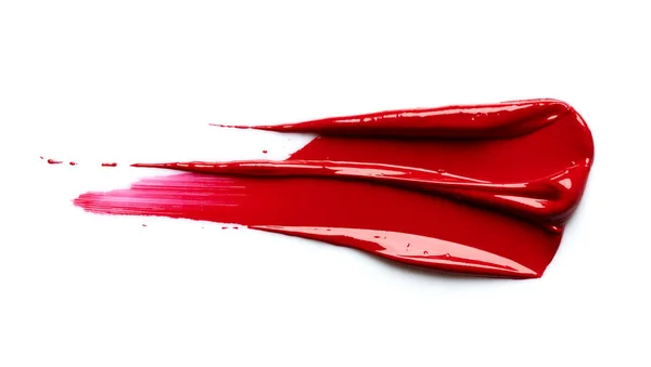 白い背景に隔離された赤い口紅のスウォッチ — ストック写真