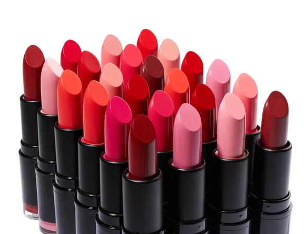 Lipsticks Witte Geïsoleerde Achtergrond — Stockfoto