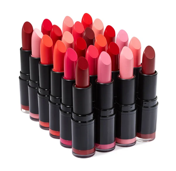Lipsticks Witte Geïsoleerde Achtergrond — Stockfoto