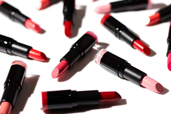 Many Lipsticks Isolated White Background — Stock Photo, Image