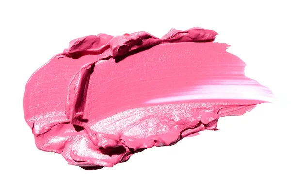 Roze Lippenstift Uitstrijkje Geïsoleerd Witte Achtergrond — Stockfoto